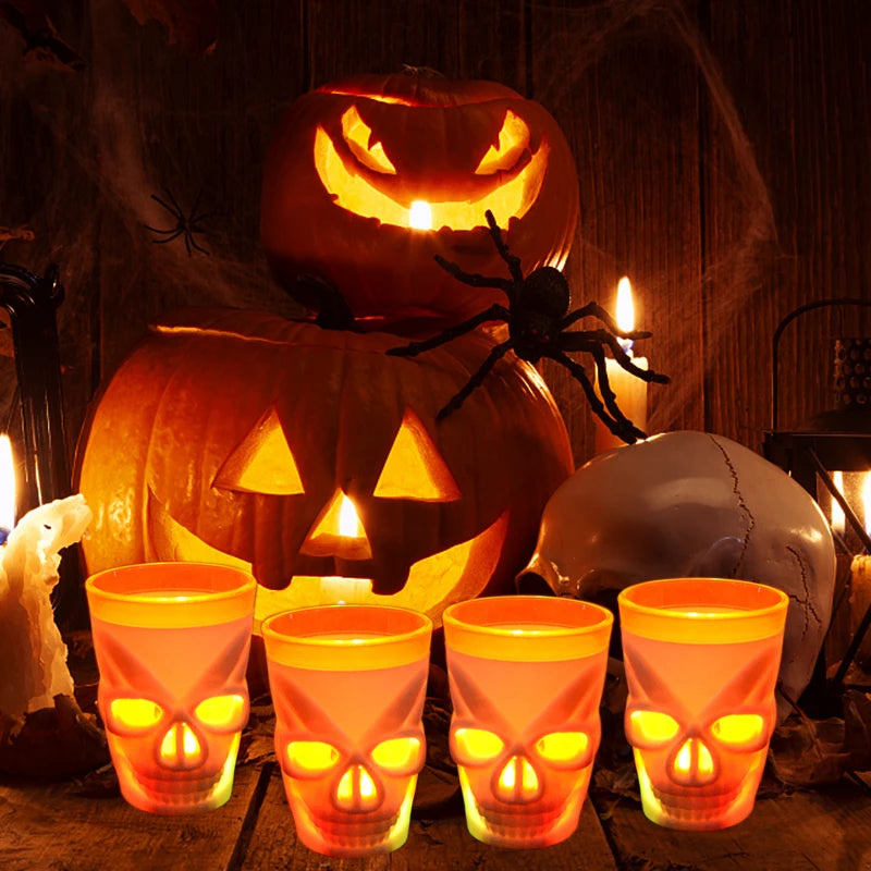 1/2/3Pcs LED Light Halloween Drinking Cup Skull Glowing Wine Water Cup 