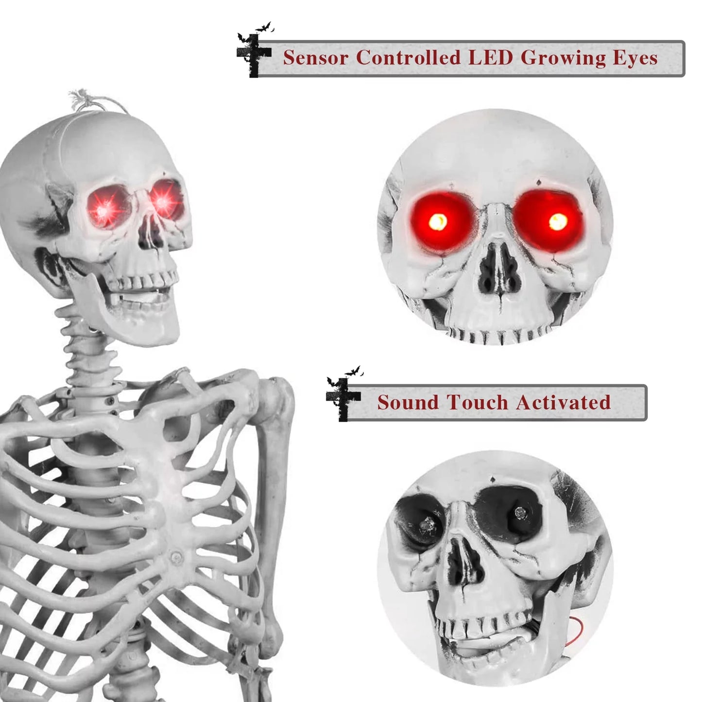 Skeleton Poseable with LED Eyes Life Size