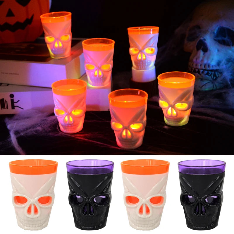 1/2/3Pcs LED Light Halloween Drinking Cup Skull Glowing Wine Water Cup 