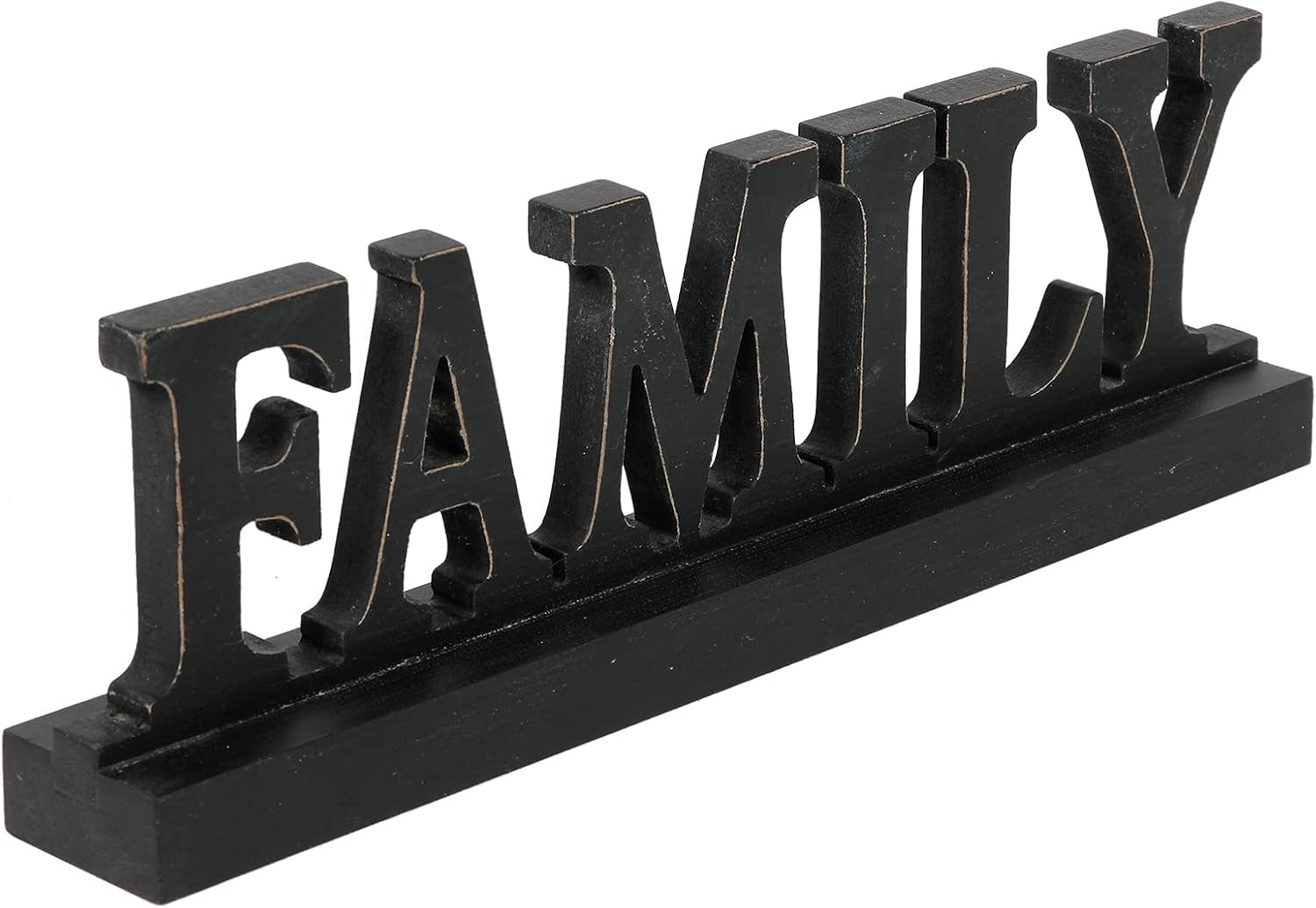 Farmhouse Distressed Black Wood Family Sign