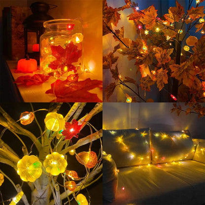 3D Pumpkin Maples Acorns String Lights