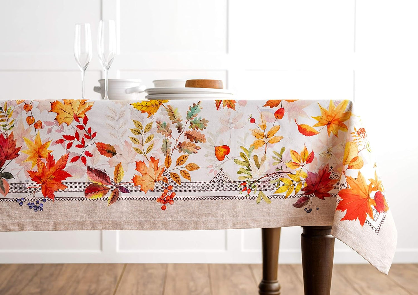 100% Cotton Cover - 60"X60" Square Fall Decorative Dinning Tablecloths