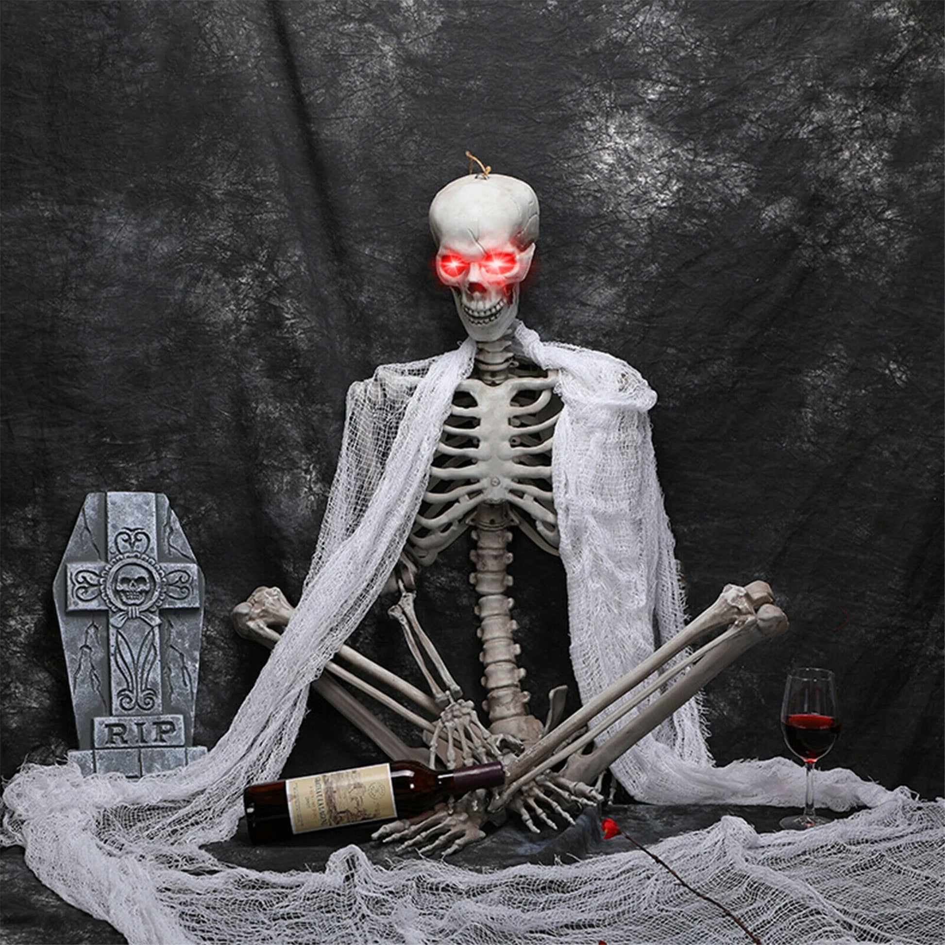 Skeleton Poseable with LED Eyes Life Size