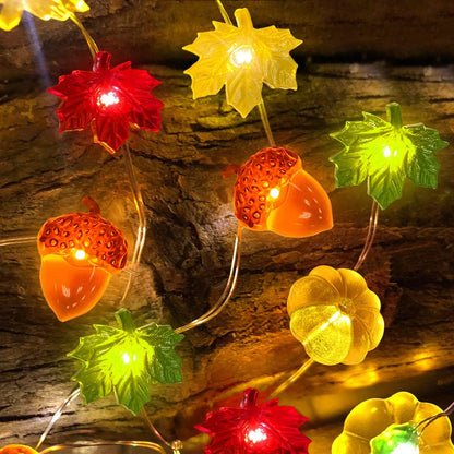 3D Pumpkin Maples Acorns String Lights