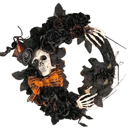 Halloween Wreath Skeleton with bowtie