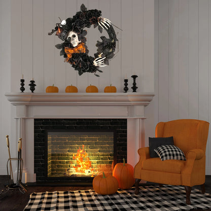 Halloween Wreath Skeleton with bowtie