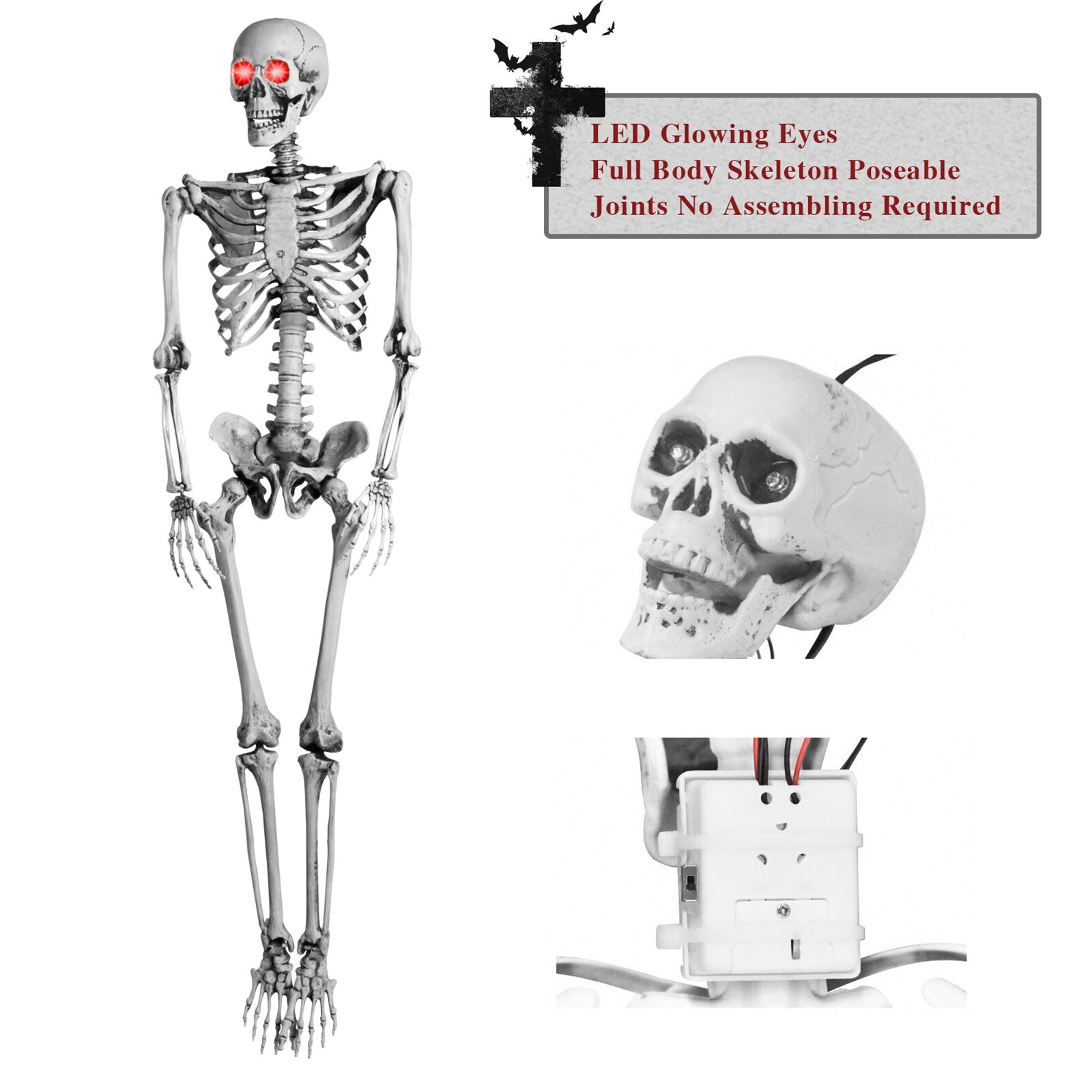 Skeleton Poseable with LED Eyes Life Size