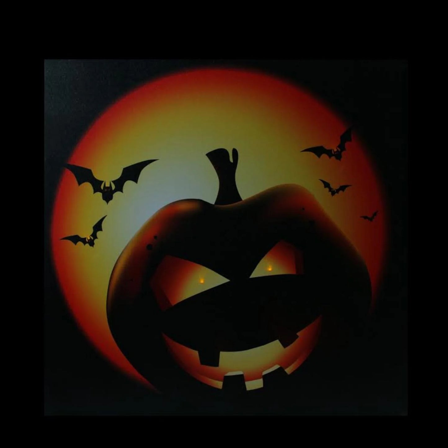 LED Bats and Jack-O-Lantern Halloween Canvas Wall Art 