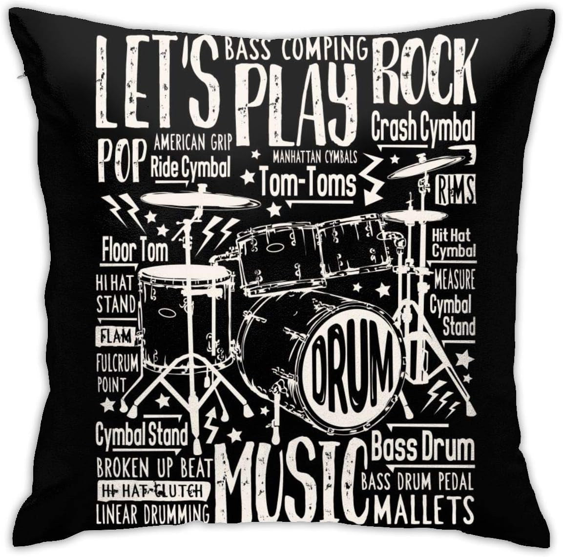 Where Words Fall Music Throw Pillow Covers Decorative 18X18 Inch Pillowcase Square Cushion Cases 