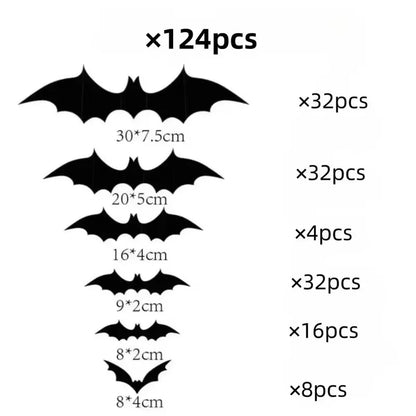 Halloween 3D Bats Light Wall Decor,Realistic PVC 3D Bats Sticker Lights 