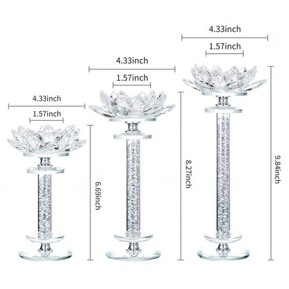 Crystal Candlestick Holders Set of 3 Clear Glass