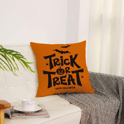 Halloween Decor Pillow Covers 16X16 Set of 4 Halloween Fall Black Decorative Throw Pillows 