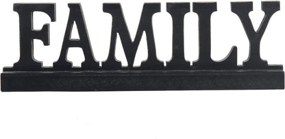 Farmhouse Distressed Black Wood Family Sign