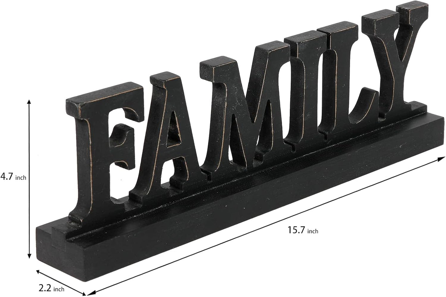 Farmhouse Distressed Black Wood Family Sign