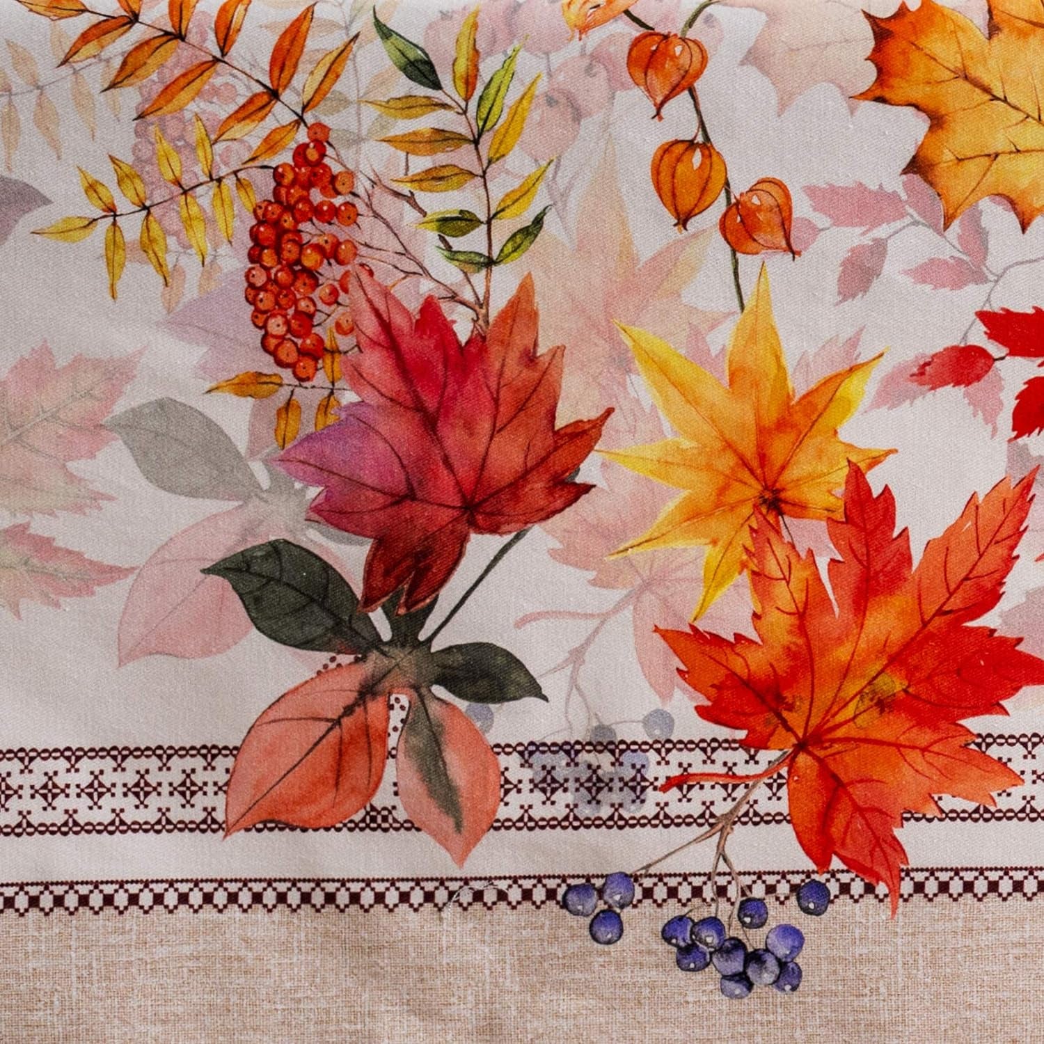 100% Cotton Cover - 60"X60" Square Fall Decorative Dinning Tablecloths