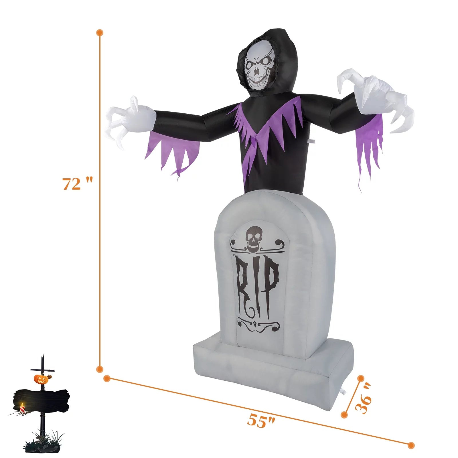  Blow up Grim Reaper and Grave LED 3Pcs