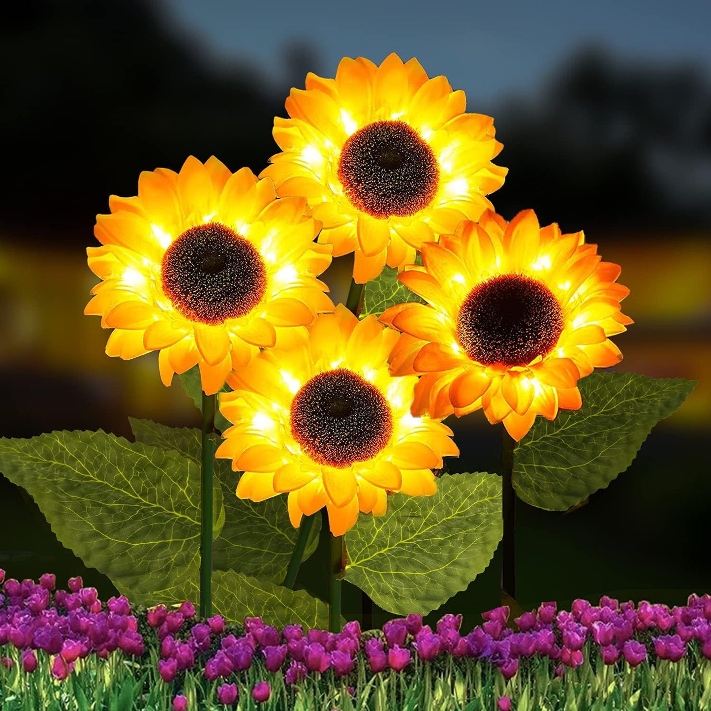 4 Pack Ostritec Solar Sunflower Lights Outdoor Flower Garden Stake Lights