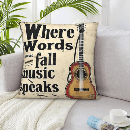 Where Words Fall Music Throw Pillow Covers Decorative 18X18 Inch Pillowcase Square Cushion Cases 