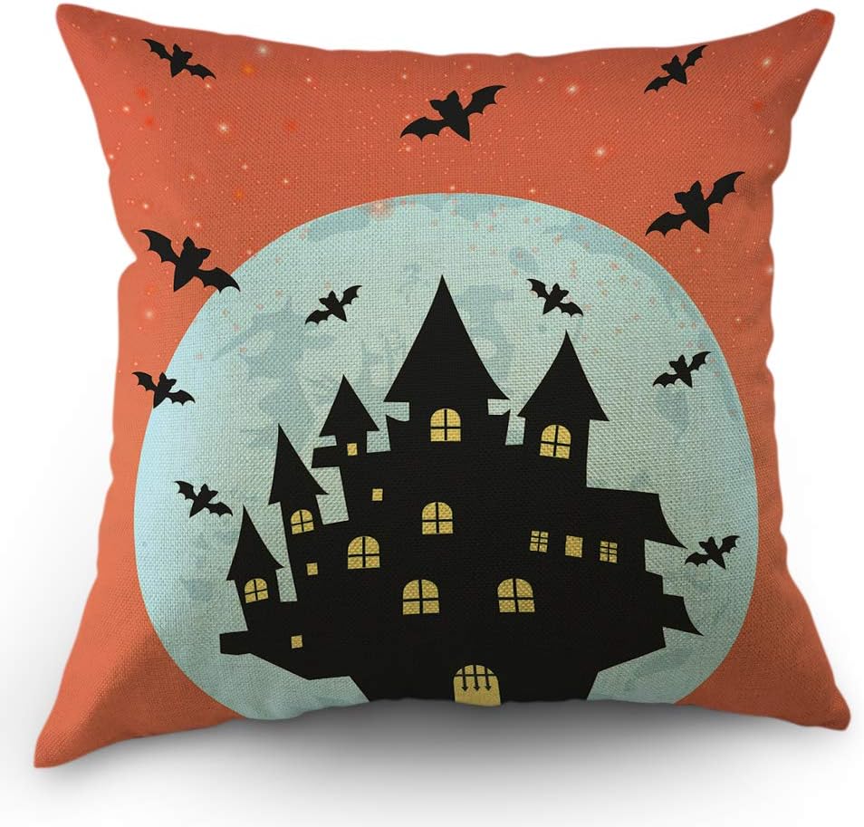 Moslion Halloween Pillows Decorative Throw Pillow Cover Horror Scary Zombie Polka Dot Spot Doodle Splashes of Blood Pillow Case 18X18 Inch Cotton Linen Square Cushion Cover for Sofa Bed Red