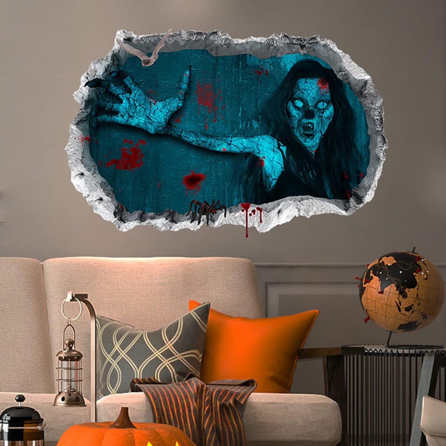 3D Halloween Floor Wall Ceiling Stickers, Ghost Hand Scratching Wall Decor