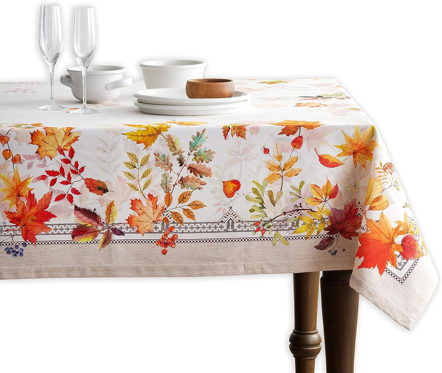 100% Cotton Cover - 60"X60" Square Fall Decorative Dinning Tablecloths