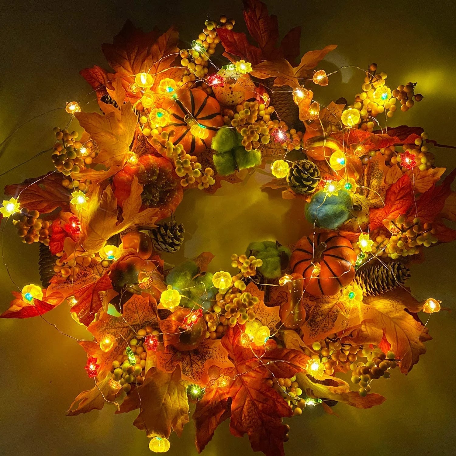 3D Pumpkin Maples Acorns String Lights