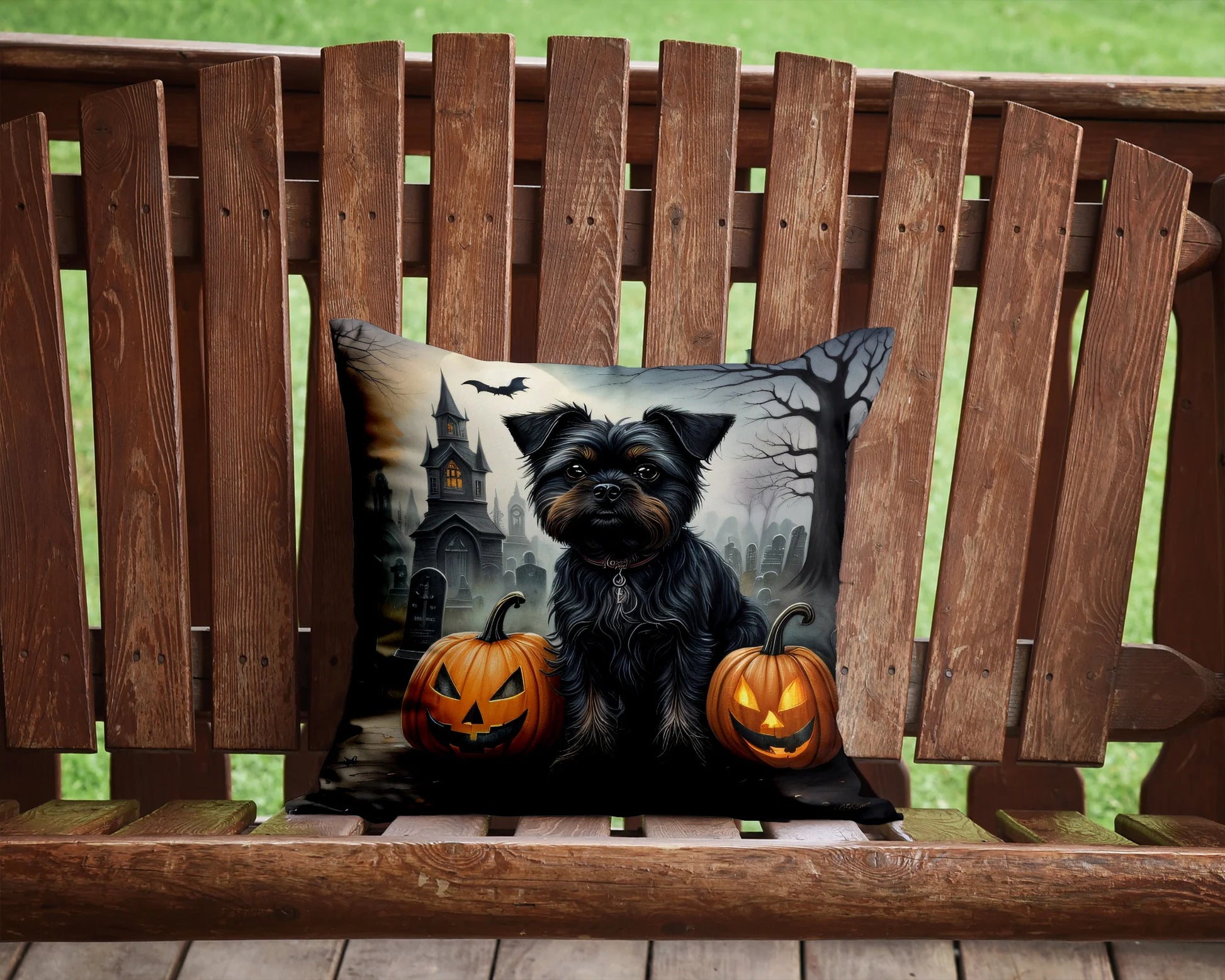 Affenpinscher Spooky Halloween Throw Pillow