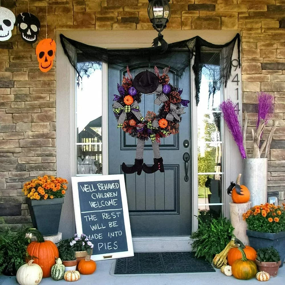 Halloween Wreath with Hat Legs