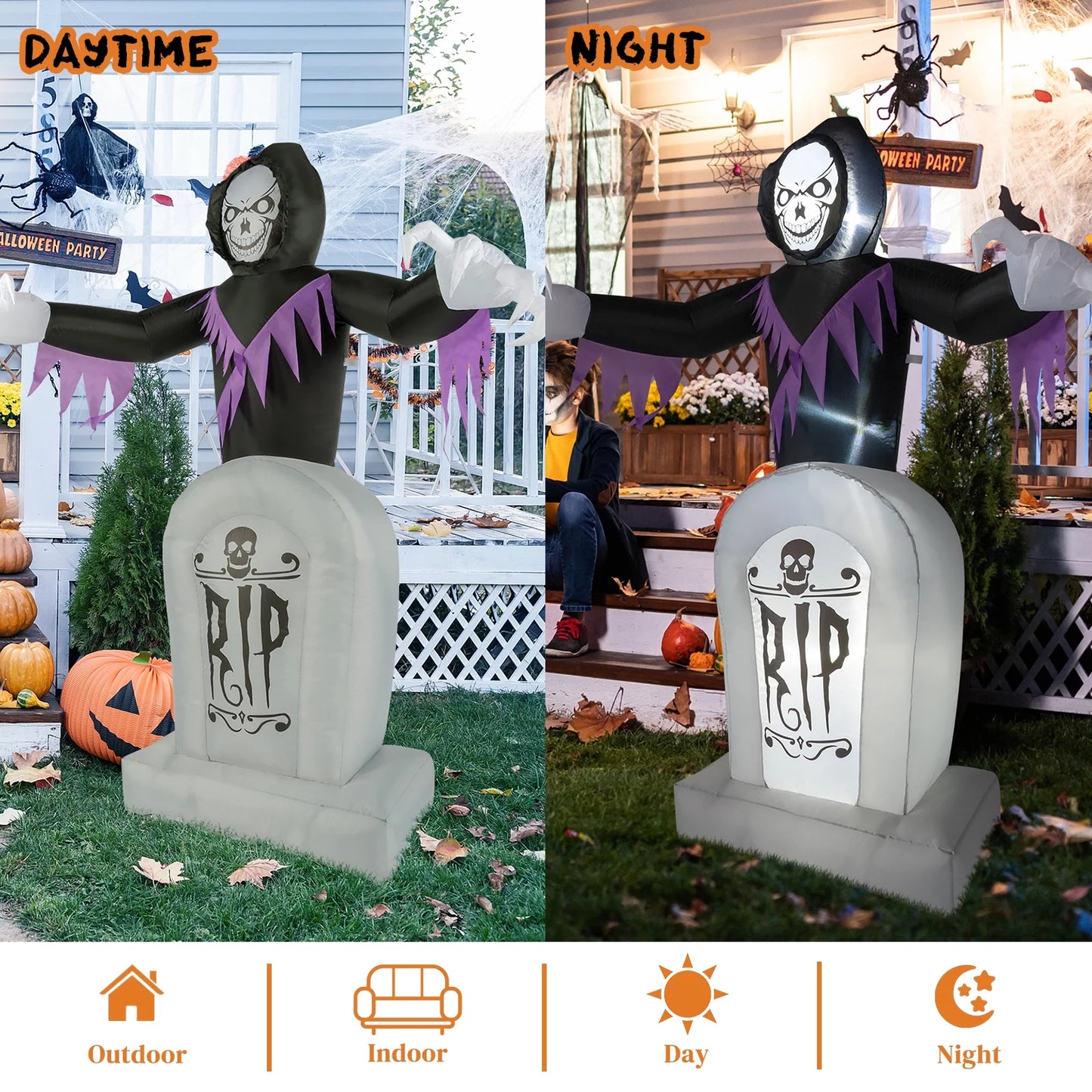  Blow up Grim Reaper and Grave LED 3Pcs