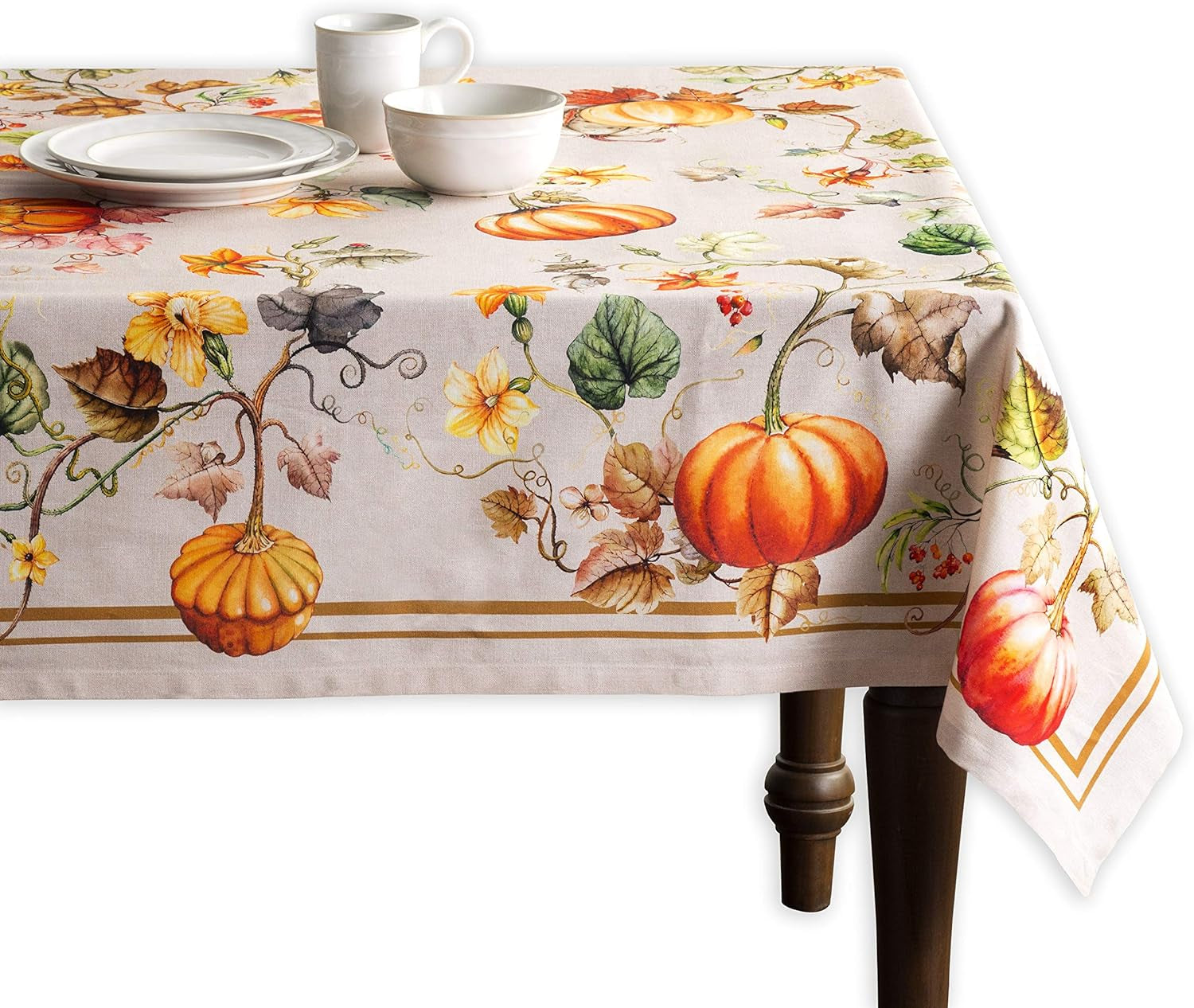 100% Cotton Cover - 60"X60" Square Fall Decorative Dinning Tablecloths