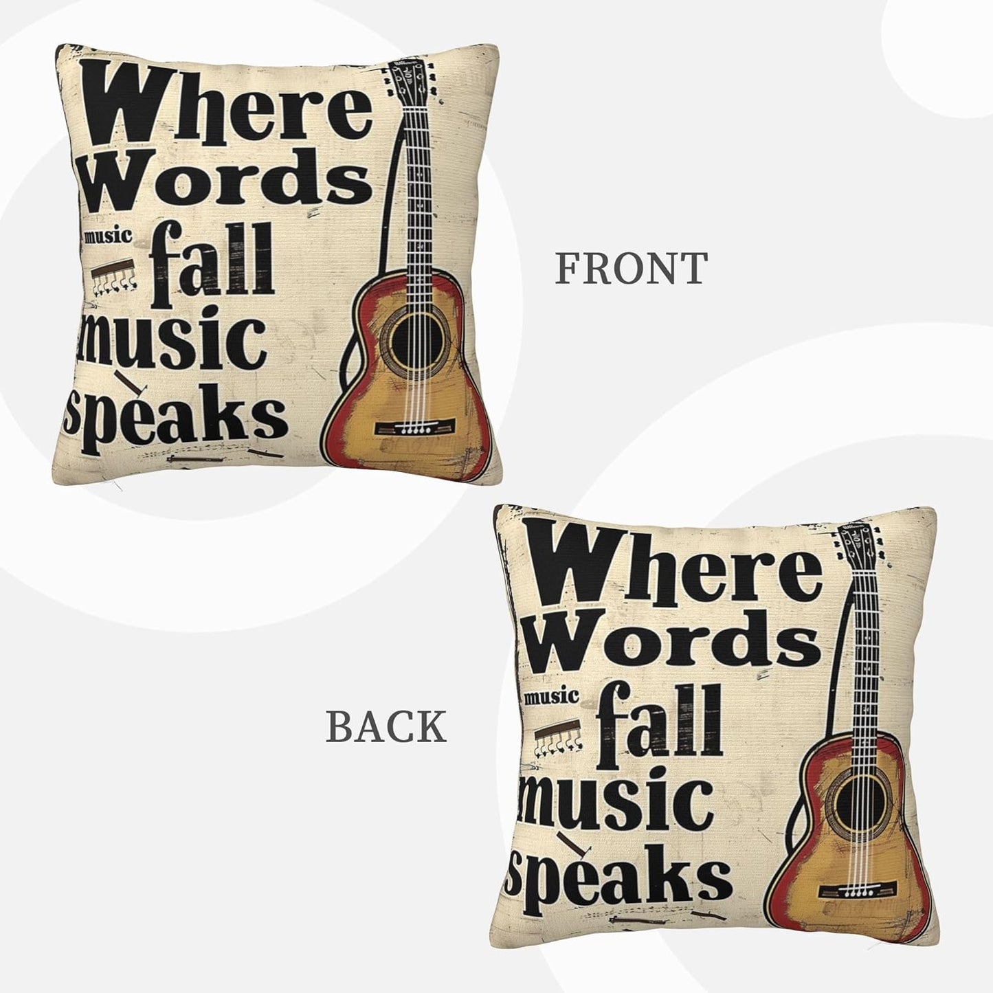 Where Words Fall Music Throw Pillow Covers Decorative 18X18 Inch Pillowcase Square Cushion Cases 