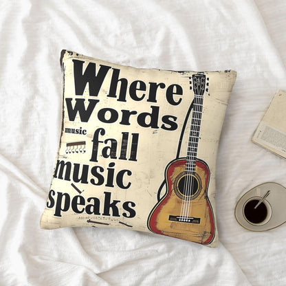 Where Words Fall Music Throw Pillow Covers Decorative 18X18 Inch Pillowcase Square Cushion Cases 