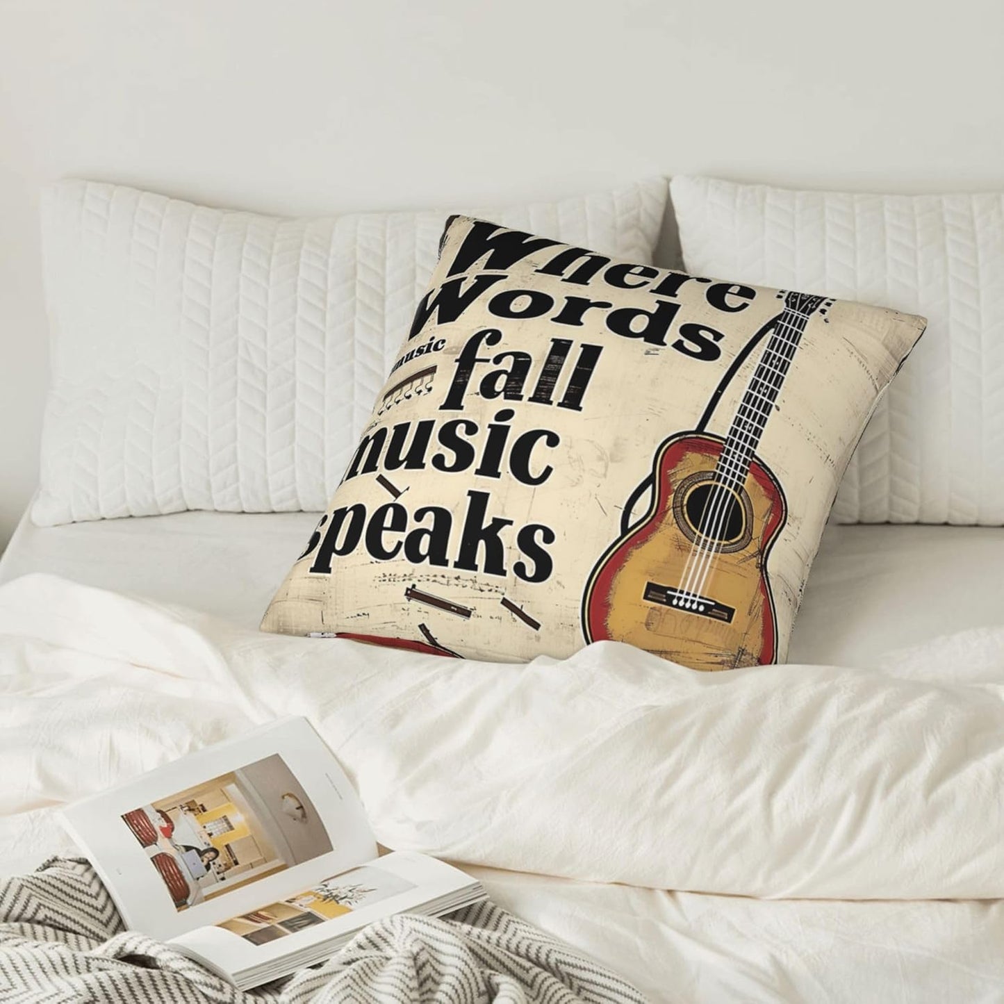 Where Words Fall Music Throw Pillow Covers Decorative 18X18 Inch Pillowcase Square Cushion Cases 