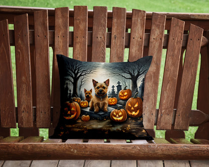 Norwich Terrier Spooky Halloween Throw Pillow