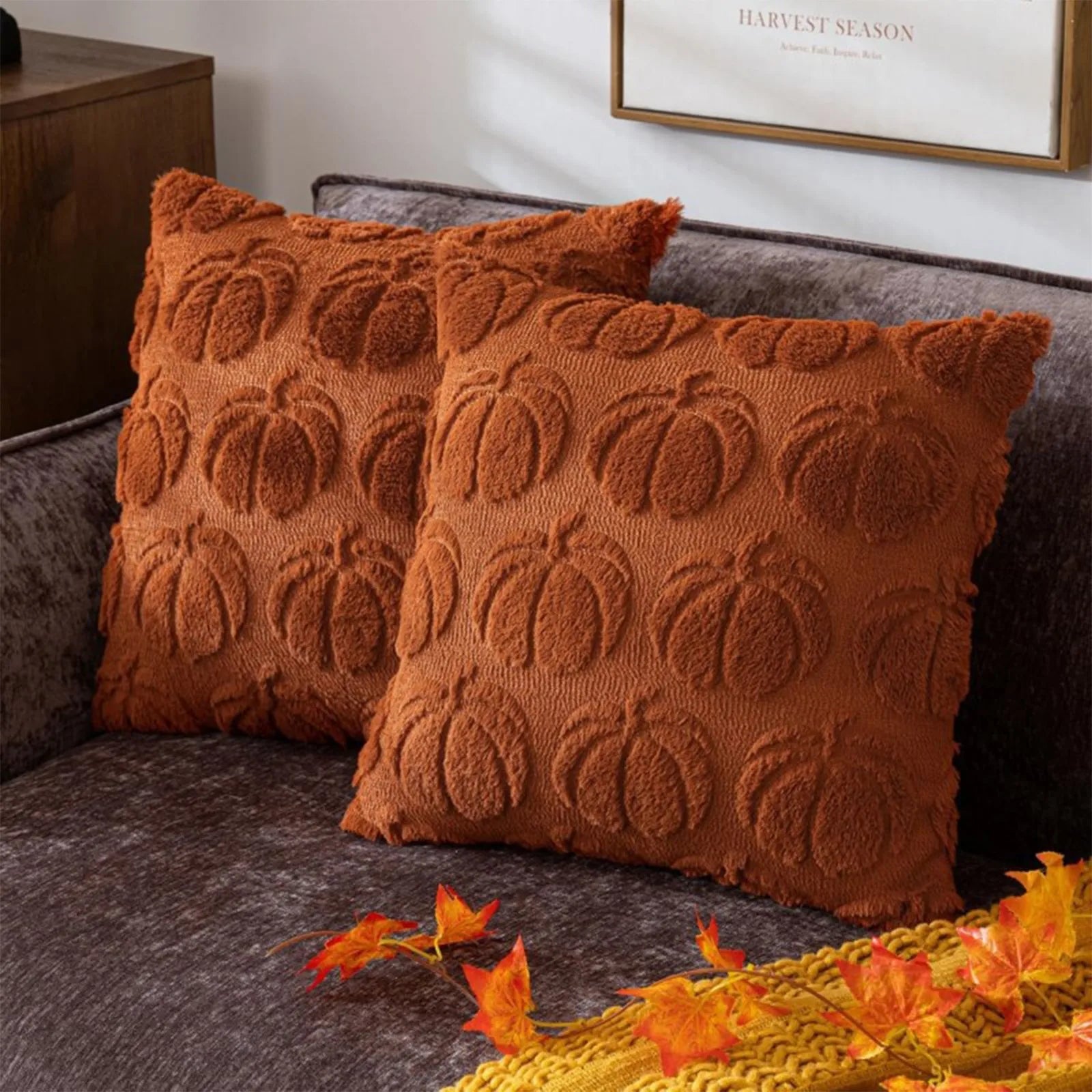 Halloween Pillow Case Plush Cushion Interesting Solid Color Pumpkin