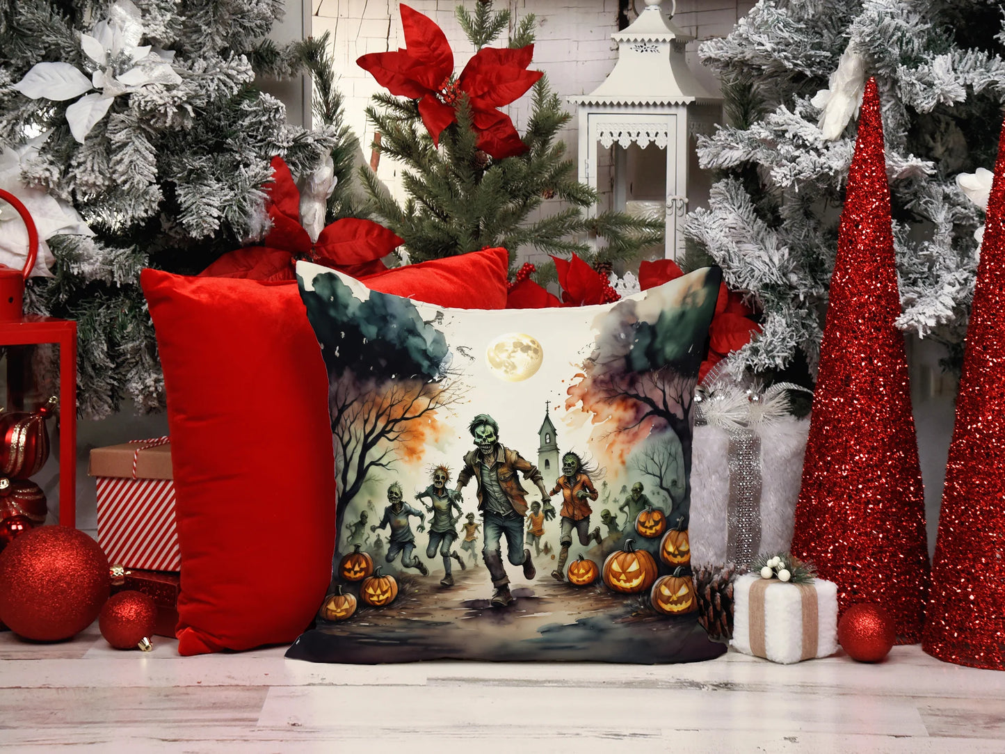 Zombies Spooky Halloween Throw Pillow