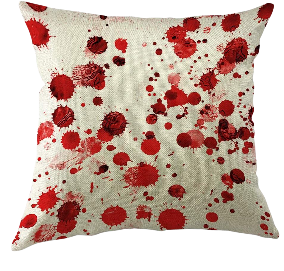 Moslion Halloween Pillows Decorative Throw Pillow Cover Horror Scary Zombie Polka Dot Spot Doodle Splashes of Blood Pillow Case 18X18 Inch Cotton Linen Square Cushion Cover for Sofa Bed Red