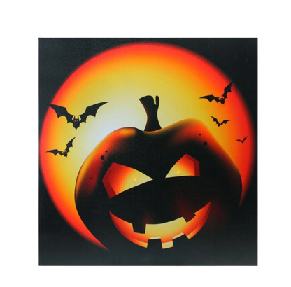 LED Bats and Jack-O-Lantern Halloween Canvas Wall Art 