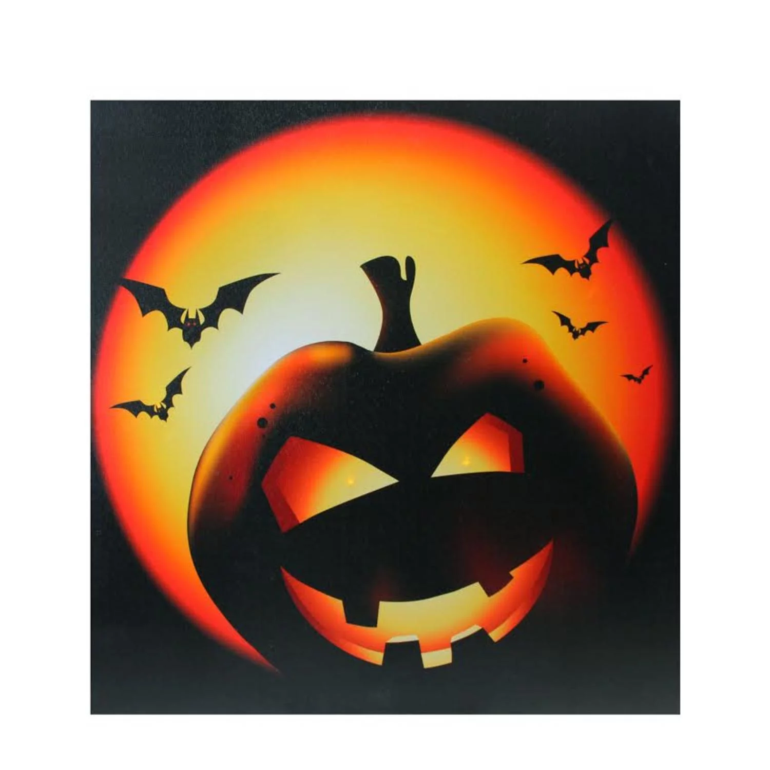 LED Bats and Jack-O-Lantern Halloween Canvas Wall Art 