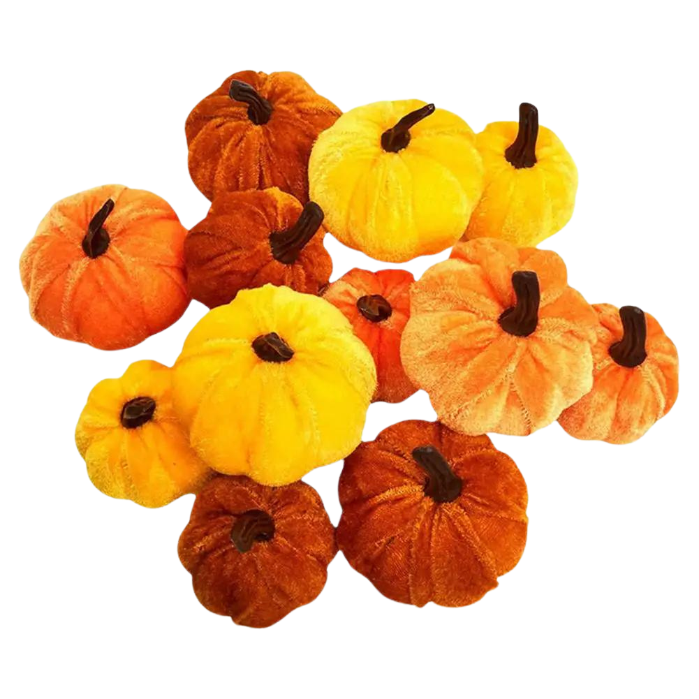 Multi Color Velvet Pumpkins (12 Pcs)