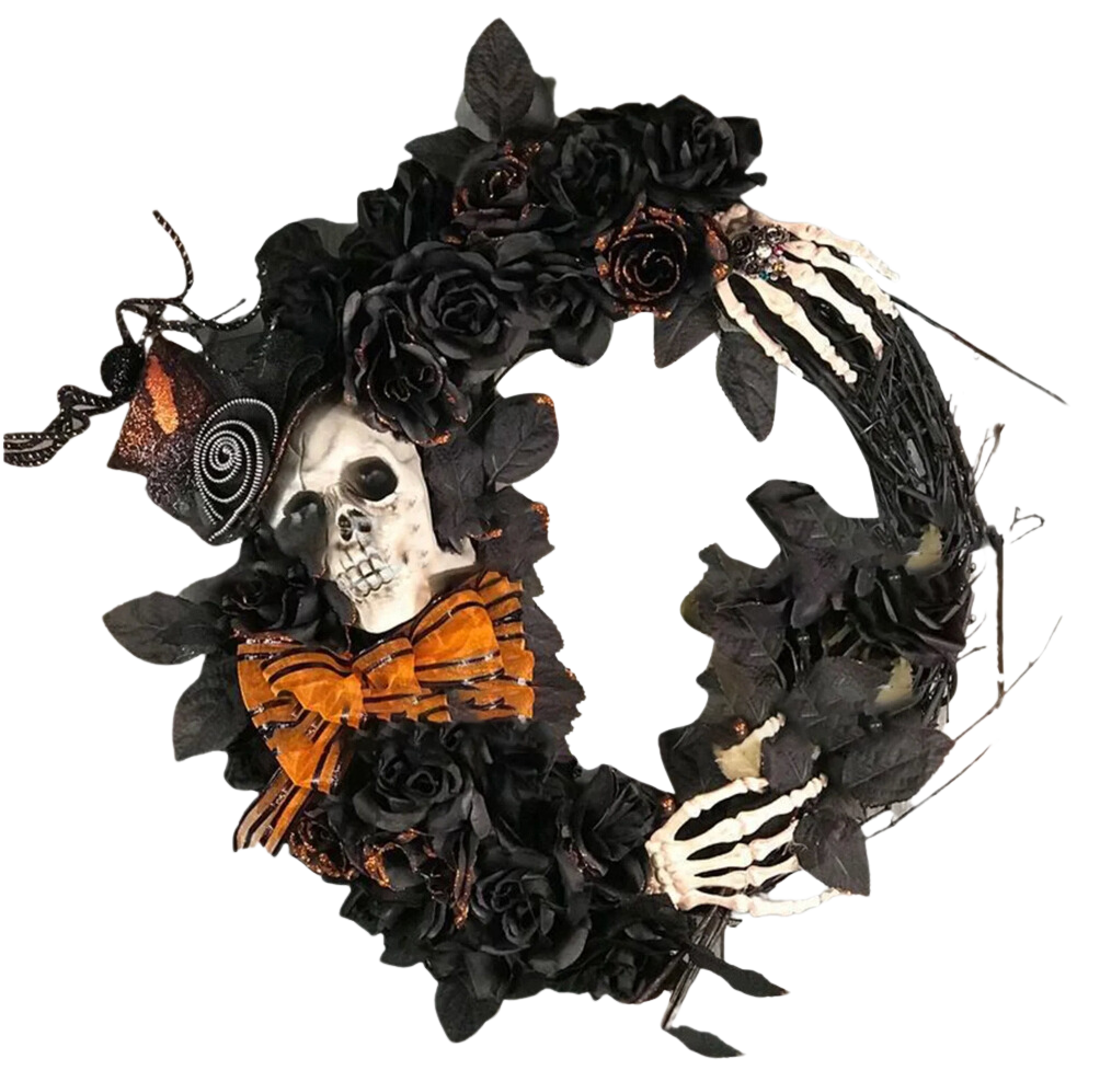 Halloween Wreath Skeleton with bowtie