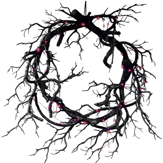 Black Halloween Wreath with LED Lights