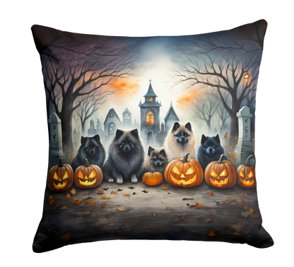 Keeshond Spooky Halloween Throw Pillow