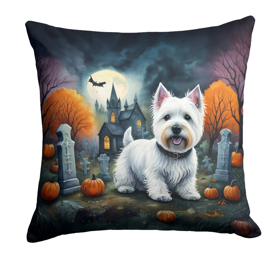 Westie Spooky Halloween Throw Pillow