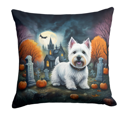 Westie Spooky Halloween Throw Pillow