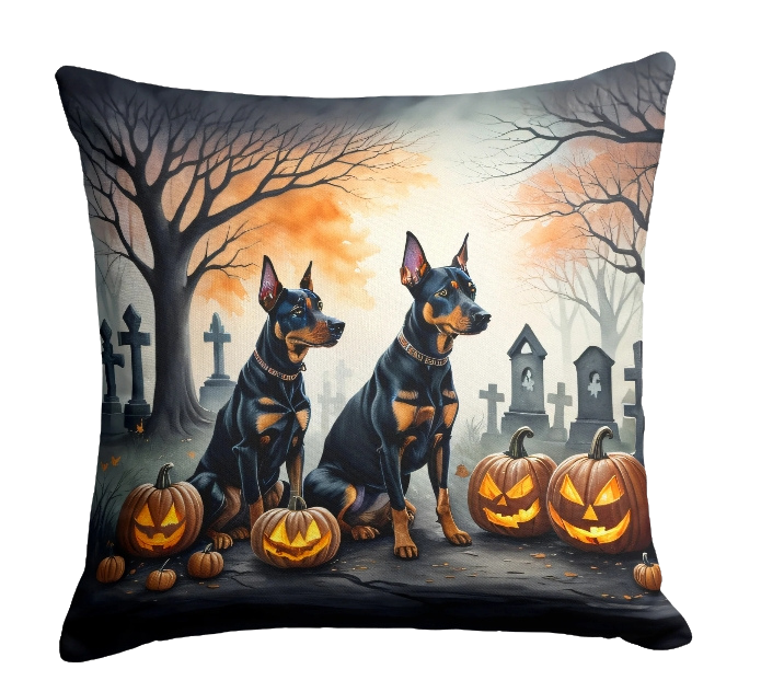 Doberman Pinscher Spooky Halloween Throw Pillow