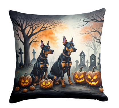 Doberman Pinscher Spooky Halloween Throw Pillow