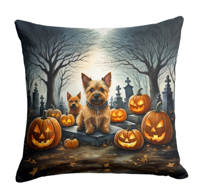 Norwich Terrier Spooky Halloween Throw Pillow