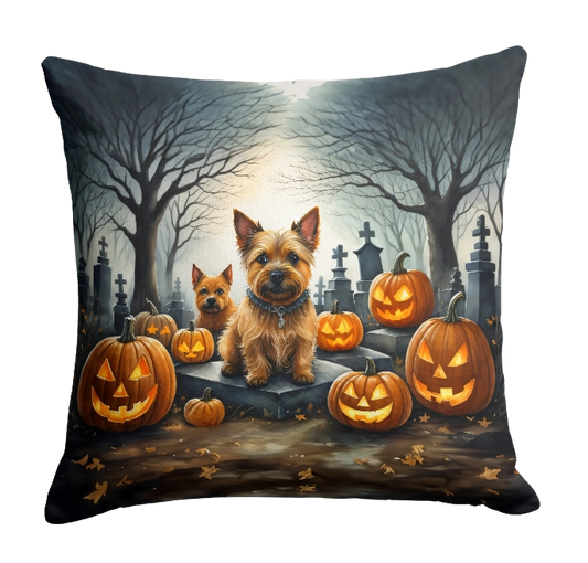 Norwich Terrier Spooky Halloween Throw Pillow