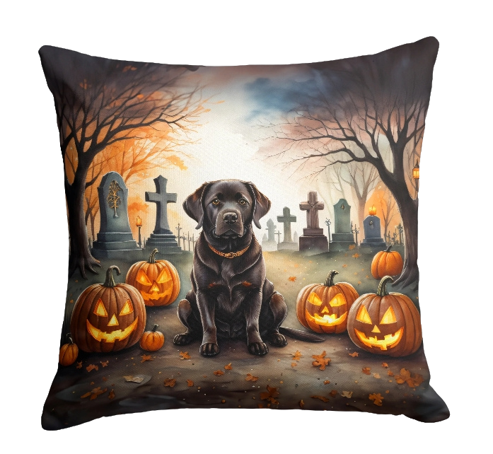 Chocolate Labrador Retriever Spooky Halloween Throw Pillow